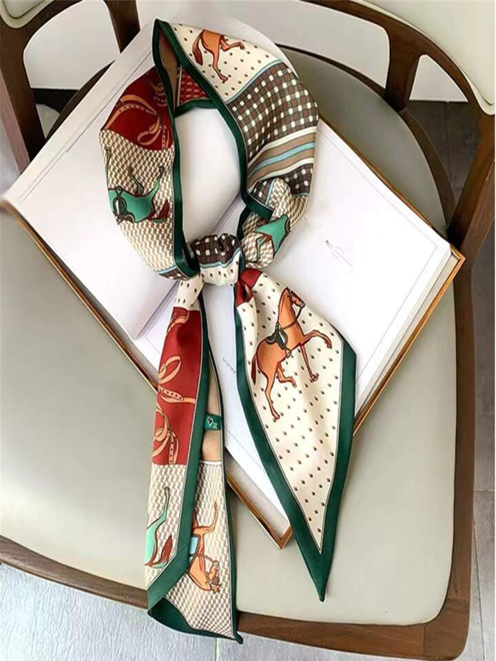 1pc Women Horse Print Fashion Silk Scarf Fashion Head Scarf Bandana,Hair Band,Head Band Ideal For... | SHEIN
