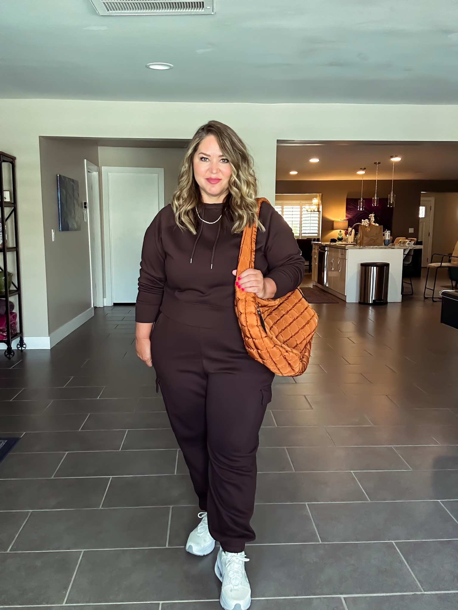 Sweatsuit size XL tts
Shoes tts (wide foot friendly)

#LTKover40 #LTKmidsize #LTKcurves