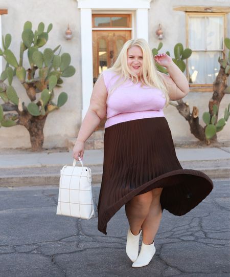 Business casual plus size curvy outfit 

V neck sweater vest
Pleated skirt
Bootie

#LTKcurves #LTKstyletip #LTKunder50