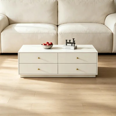 Sleek Wood Coffee Table With Storage Drawers | Wayfair North America