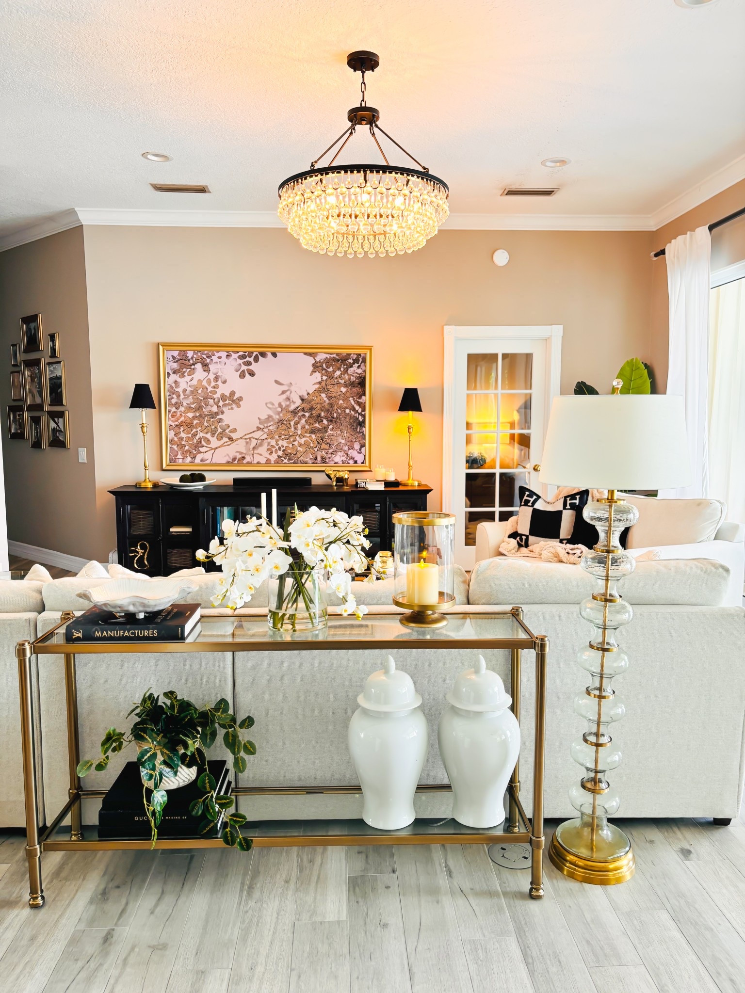 Brass furniture decor, living room. Glass console table.

#LTKKids #LTKFamily #LTKStyleTip