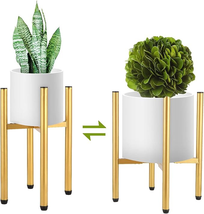 2 Pack Metal Plant Stand Indoor with Adjustable Width Fits 8 to 12 Inch Pots,Mid-Century Flower H... | Amazon (US)
