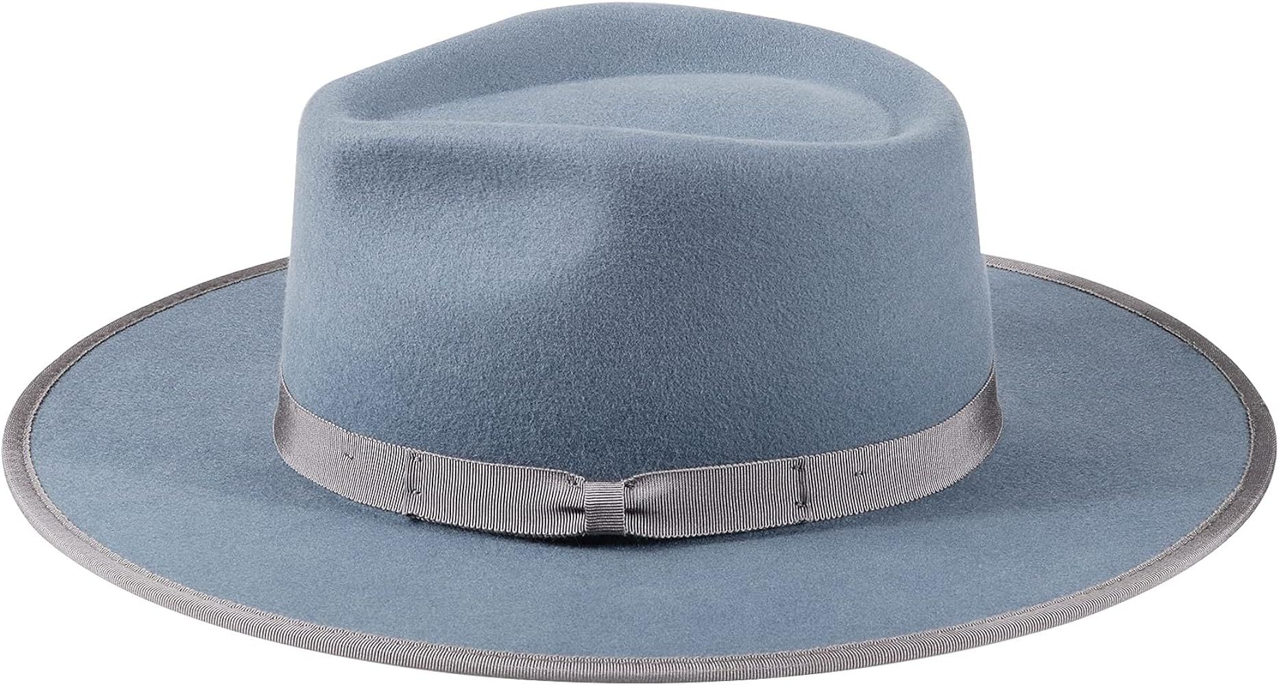 Classic Fedora Hat 100% Wool Felt Hat Retro Wide Brim Panama Hat with Adjustable Washed Cotton Sw... | Amazon (US)