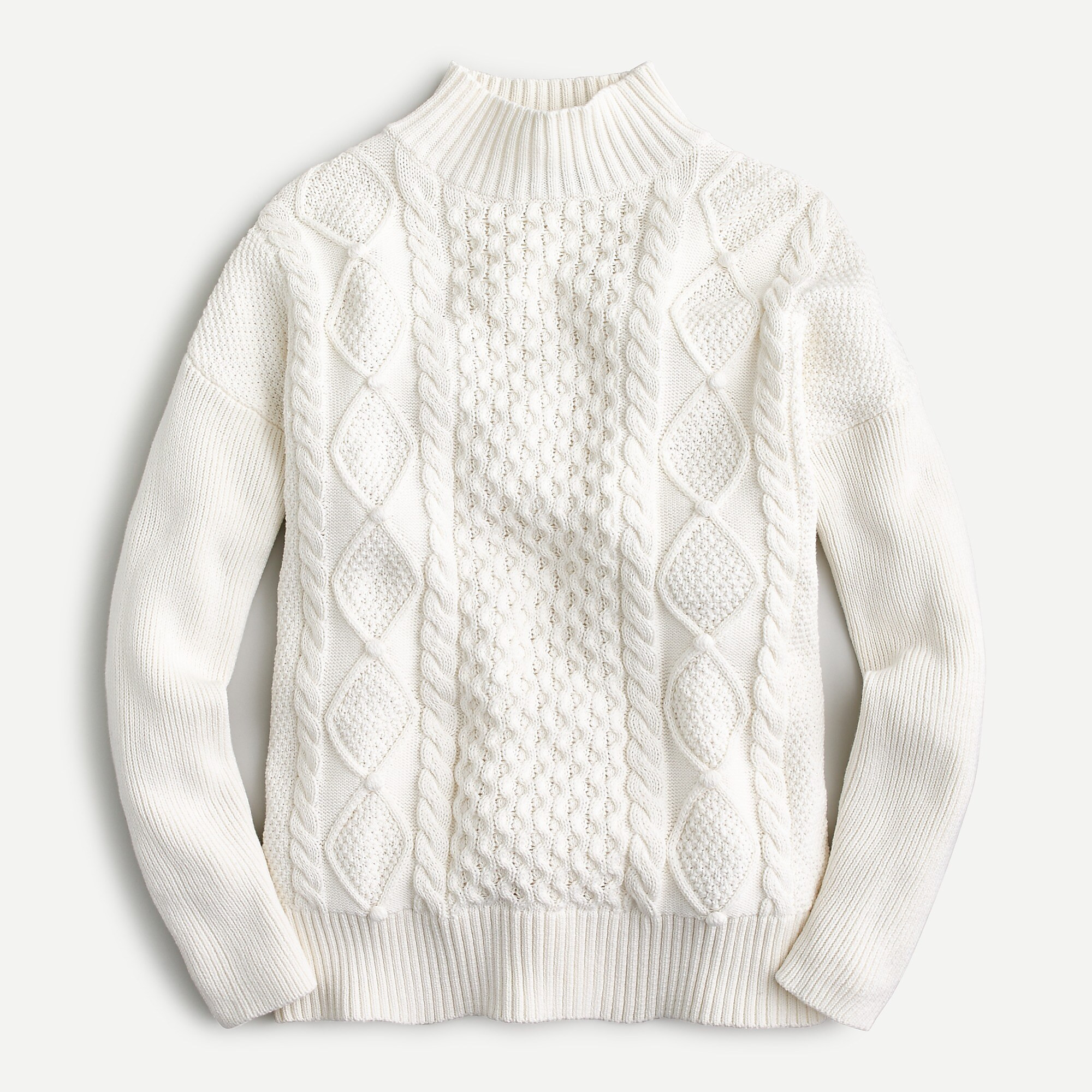 Swingy cable-knit mockneck sweater | J. Crew US