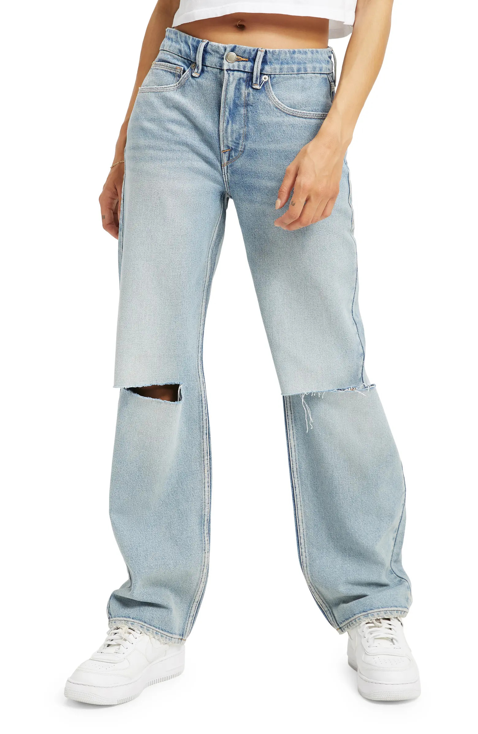 Good American Good '90s Ripped High Waist Relaxed Jeans | Nordstrom | Nordstrom
