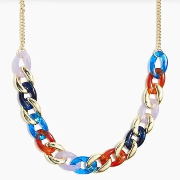 J Crew Chunky Chain Link Blue Lavender  Acetate Resin  Statement  Necklace 16" +  | eBay | eBay US