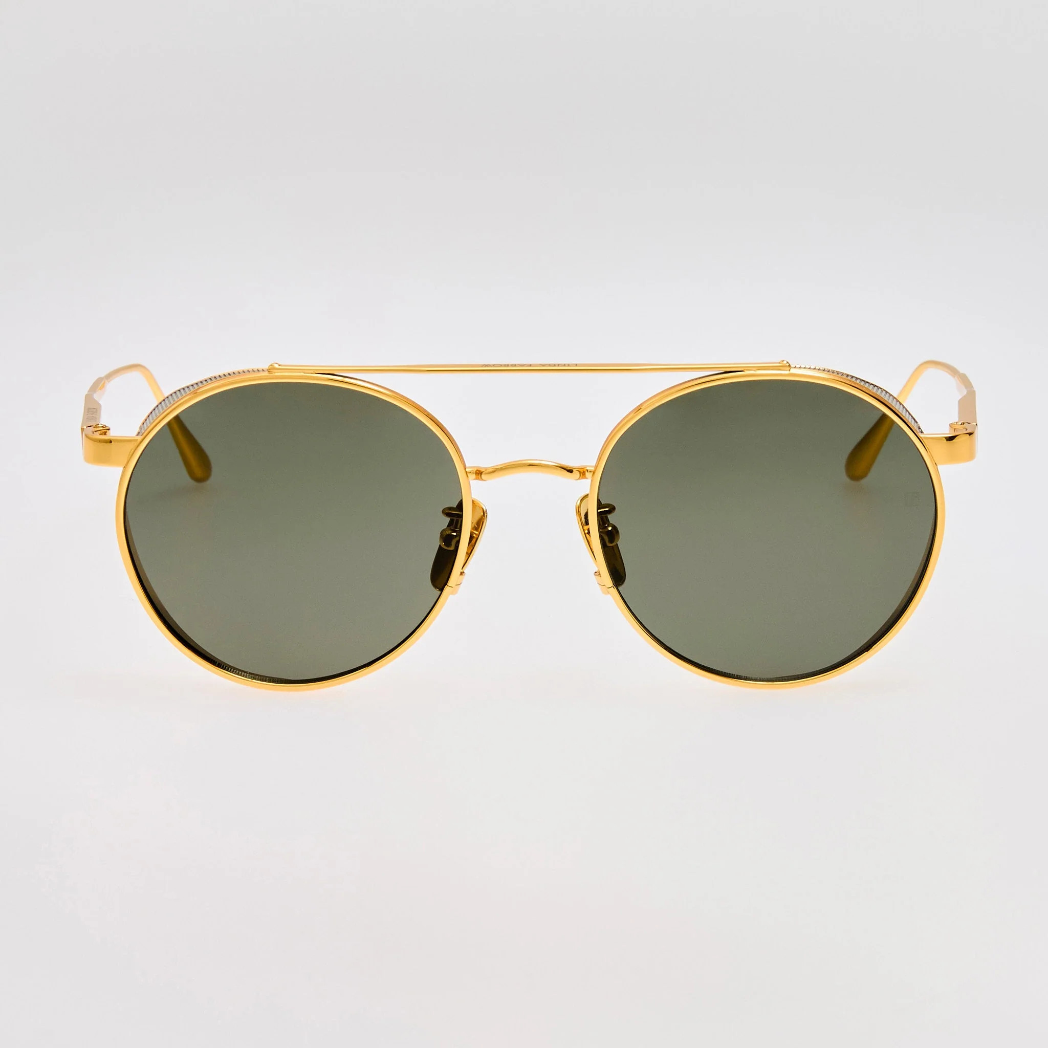 Conor Sunglasses in Black and Gold | Linda Farrow