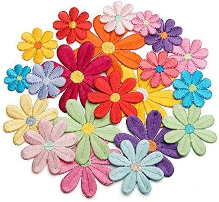 25pcs Pretty Sunflower Flower Iron On Patch Embroidey Motif Children Girls Women Fabric Applique(... | Amazon (US)