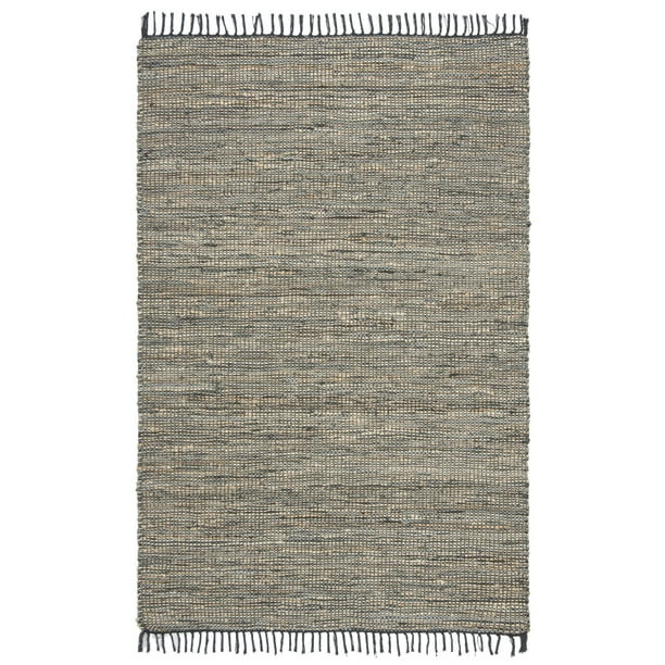 SAFAVIEH Vintage Leather Zharko Solid Braided Area Rug, Grey, 6' x 9' - Walmart.com | Walmart (US)