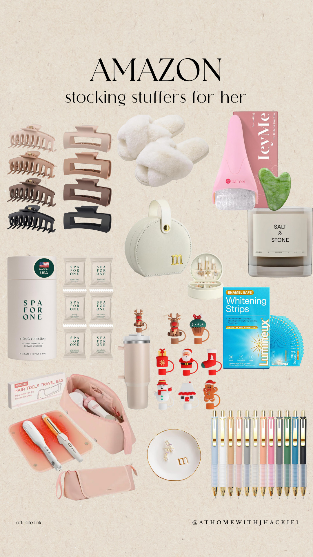 Amazon socking stuffers for her amazon, amazon gifts for women, hair claw clips set, fuzzy slippers women, ice roller beauty tool, salt and stone candle, jewelry travel case amazon, spa gift ideas amazon, mini makeup gifts, cute stocking stuffers women, travel toiletry bag amazon, aesthetic pens set amazon, lumineux whitening strips 

 

#LTKCyberWeek #LTKGiftGuide #LTKHoliday