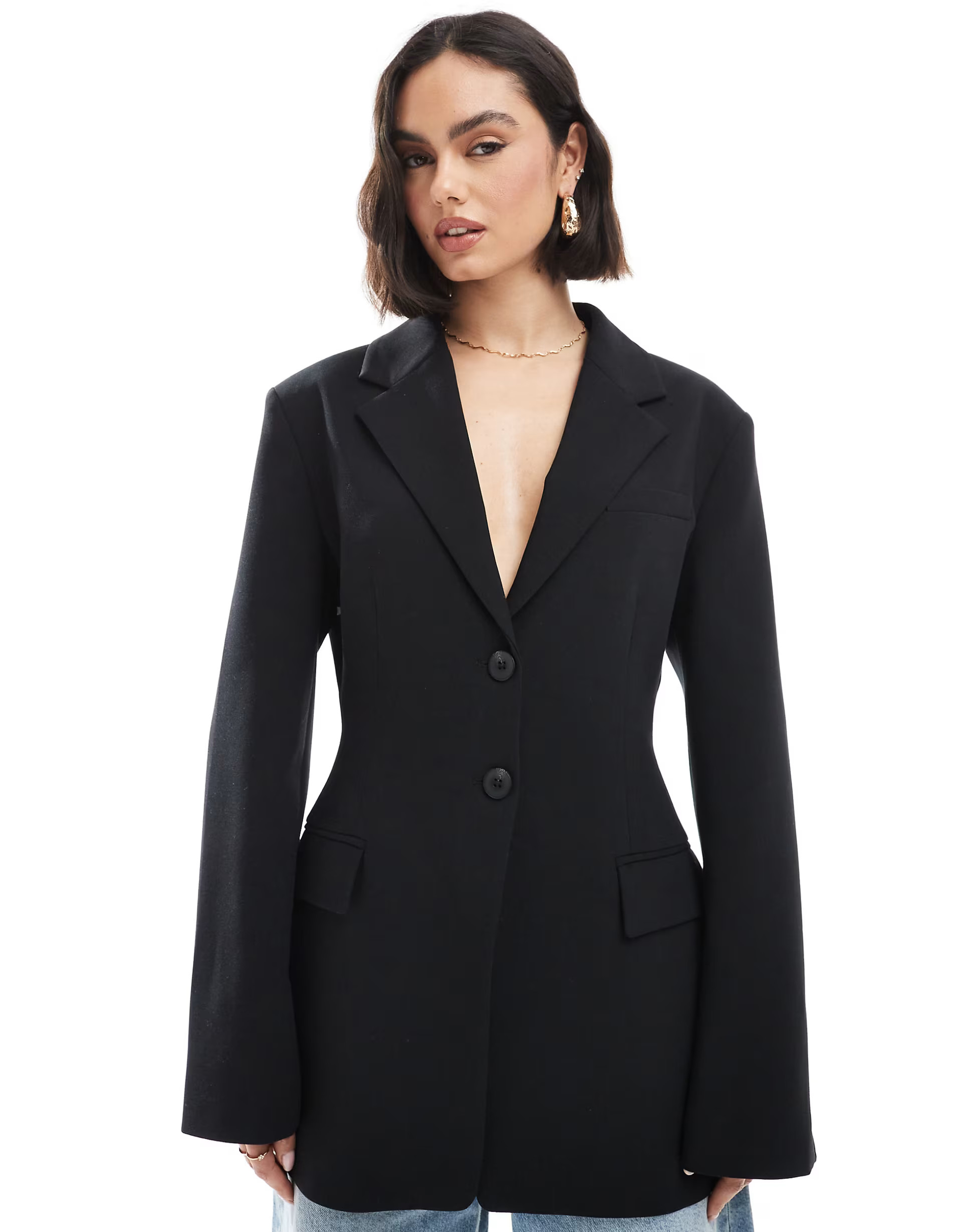 ASOS DESIGN tailored cinch waist blazer in black | ASOS | ASOS (Global)