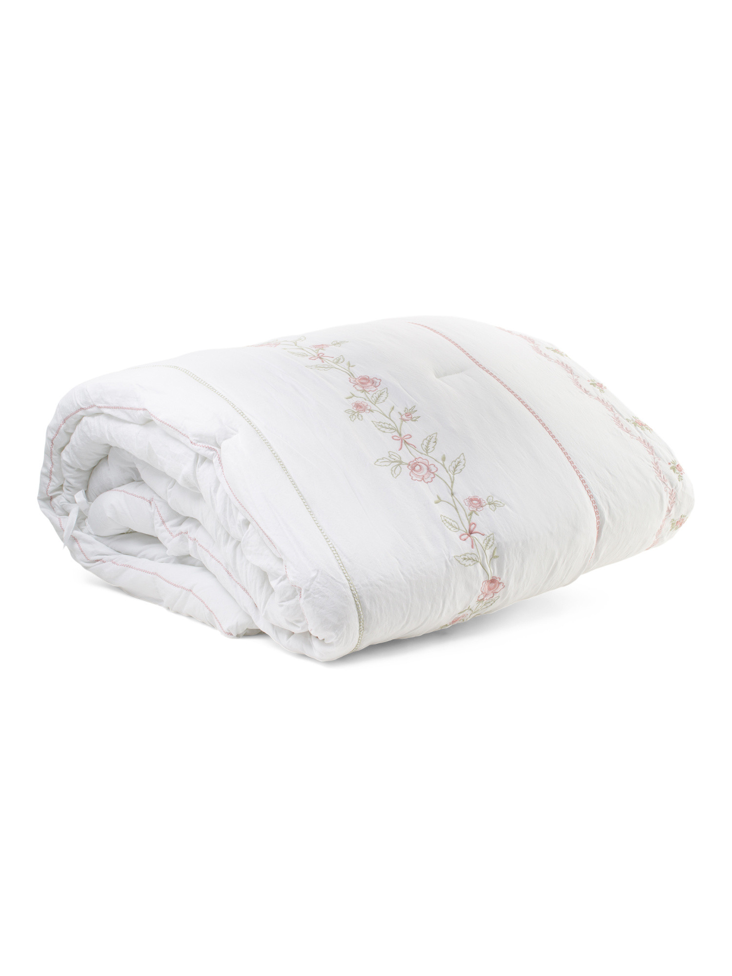 Embroidered Comforter Set With Bow Ties At Edges | Bed & Bath | Marshalls | Marshalls