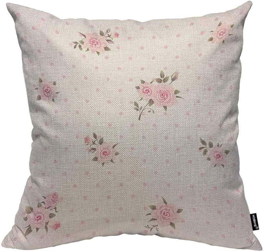 HOSNYE Floral Polka Dot Background Throw Pillow Cushion Cover Shabby Chic Style Pattern with Pink... | Amazon (US)