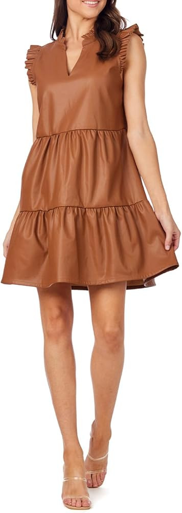 Mud Pie Womens Women Tabitha Leather Dress | Amazon (US)