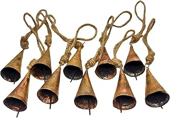 7 cm Big Vintage Rustic Lucky Tin Metal Cow Bells Handmade Christmas Décor Bells on Jute Rope (1... | Amazon (US)