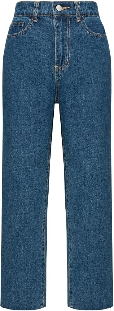 Women's High Elastic Waist Straight Jeans Casual Retro Denim Pants | Amazon (US)