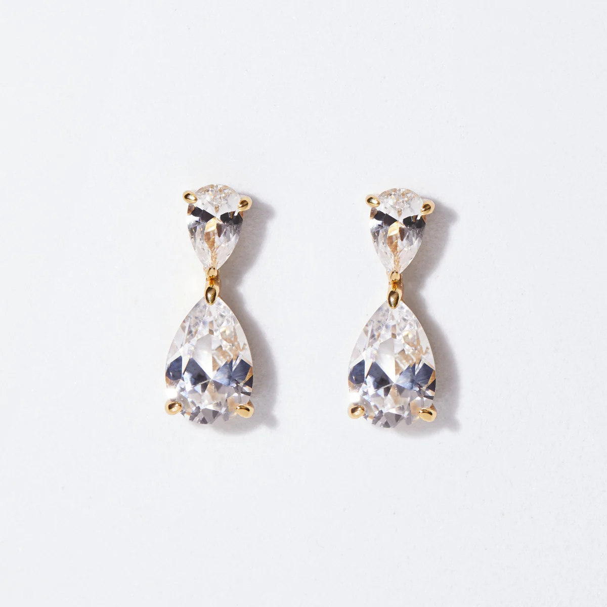Lab Grown White Sapphire Pear Drop Earrings | AUrate New York