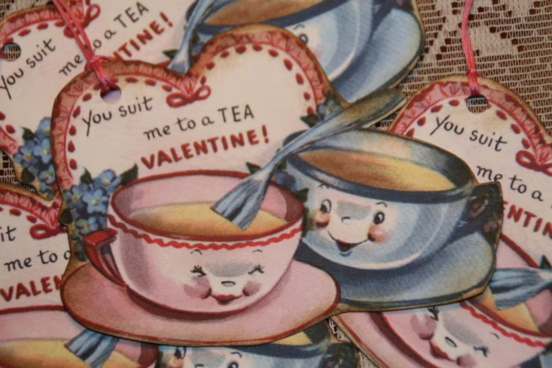 Valentine Tags, Valentine Tea Tags You Suit Me to a Tea Valentine - Etsy | Etsy (US)