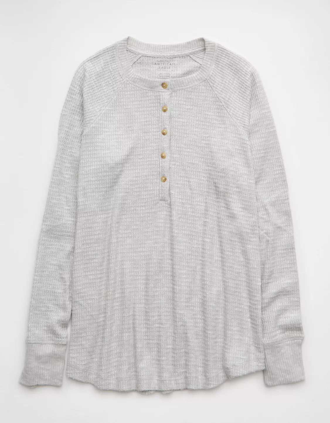 AE Plush Long-Sleeve Henley T-Shirt | American Eagle Outfitters (US & CA)