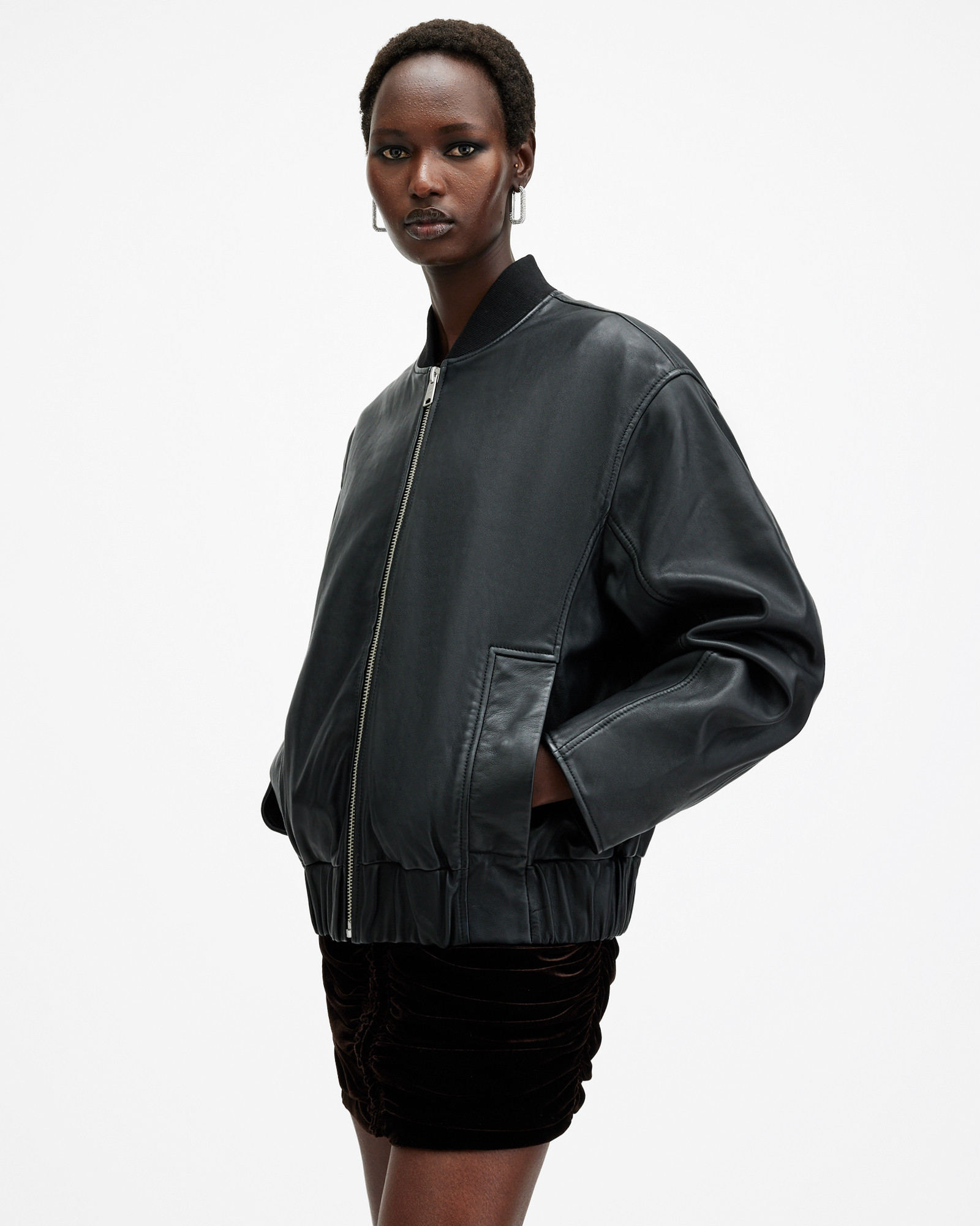 Yara Relaxed Fit Leather Bomber Jacket | AllSaints UK