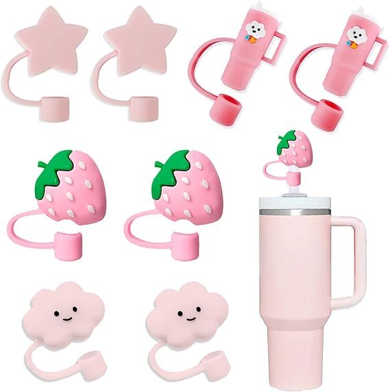 GAISHION 8Pcs Pink Straw Covers Cap Toppers Tips Compatible with Stanley 40/30 oz Tumbler Cups,Re... | Amazon (US)