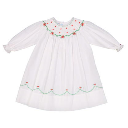Long Sleeve Holiday Pearl Flower Bishop Dress | Feltman Brothers
