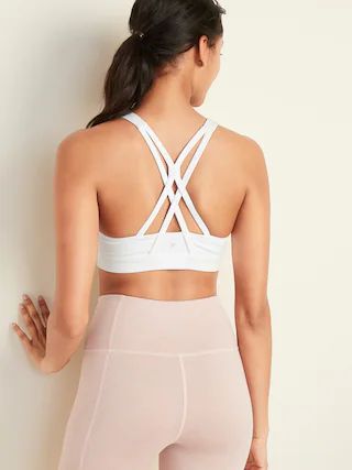 Medium Support PowerPress Strappy Sports Bra for Women | Old Navy (US)