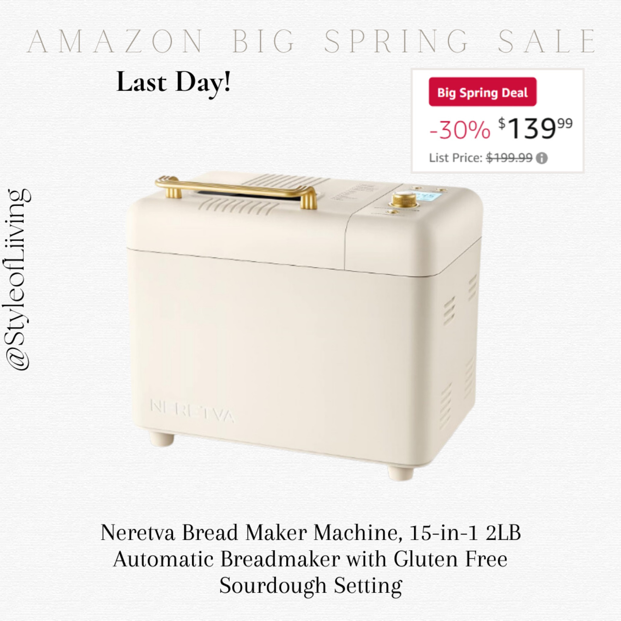 Bread maker on sale limited time only on Amazon!

#LTKSeasonal #LTKsalealert #LTKhome