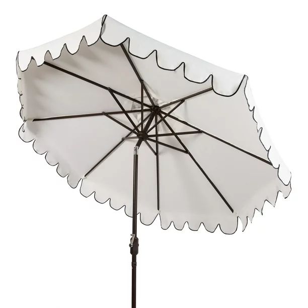 Safavieh Venice 9' Market Crank Tilt Patio Umbrella, White/Black - Walmart.com | Walmart (US)