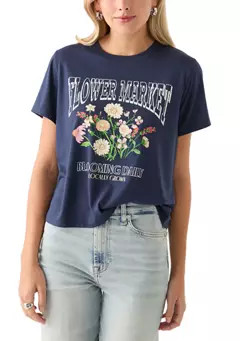 Oak & Trellis Women's Short Sleeve Flower Market Graphic T-Shirt | Belk