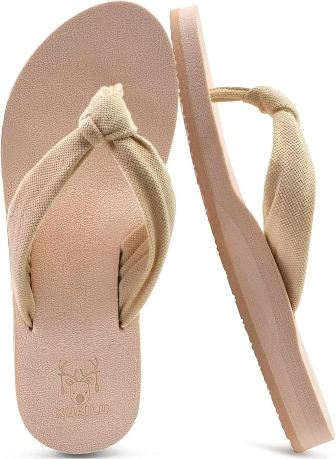 KuaiLu Flip Flops for Women with Arch Support Yoga Mat Tan Sandals Tan Slides Tan Slide Sandals | Amazon (US)