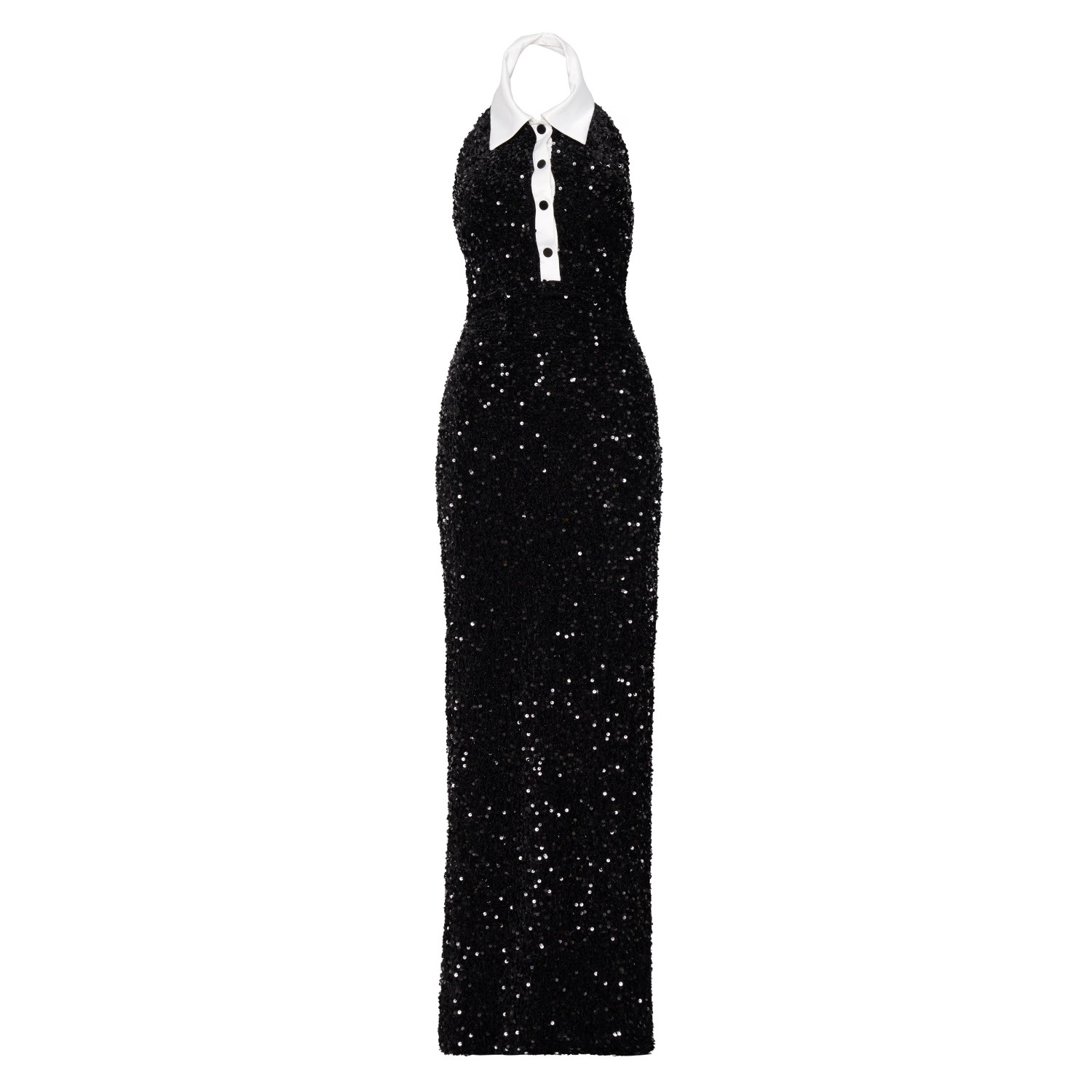 Ria Halter Sequin Maxi Dress In Onyx | Wolf & Badger