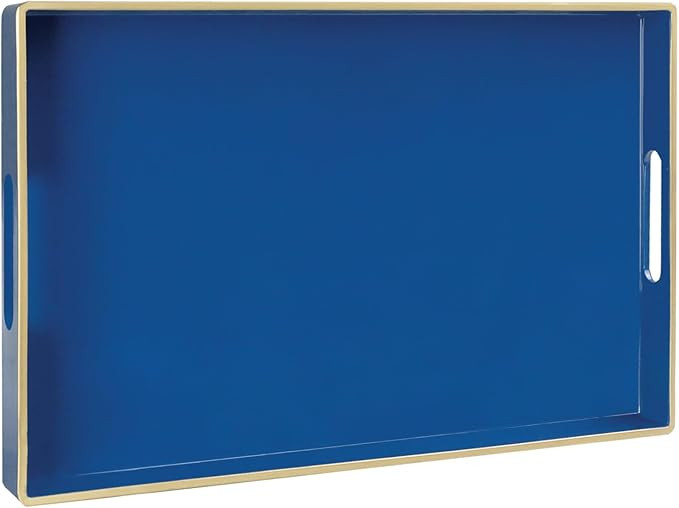 MAONAME Navy Blue Serving Tray with Handles, Modern Decorative Tray for Coffee Table, Plastic Rec... | Amazon (US)