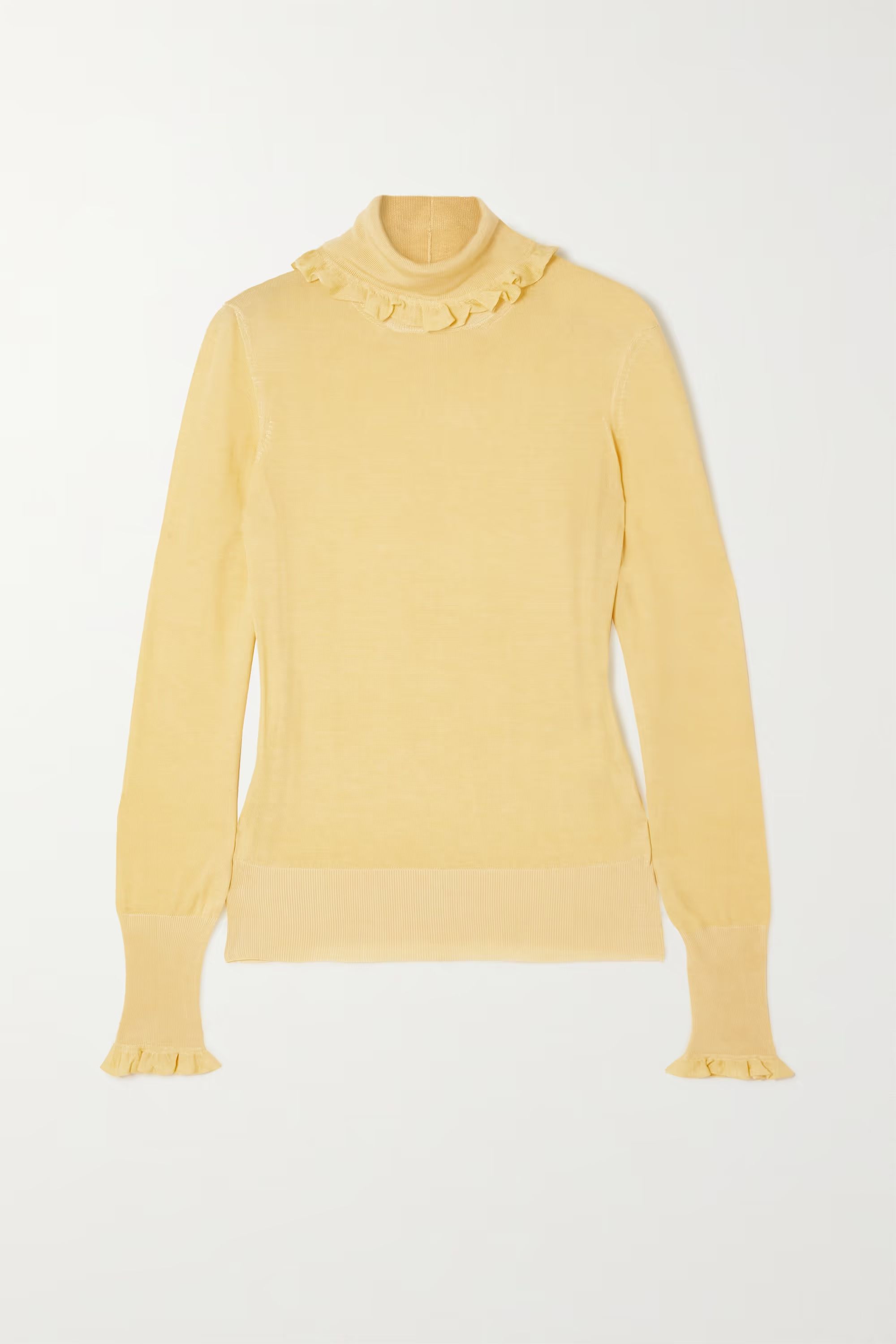 Ruffled knitted turtleneck sweater | NET-A-PORTER (US)