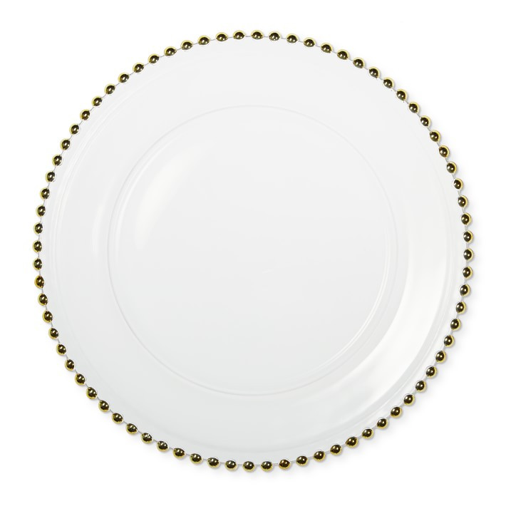 Gold Beaded Edge Glass Chargers, Set of 4 | Williams-Sonoma