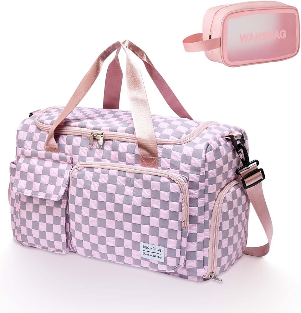 Small Gym Bag for Women, Waterproof Travel Duffle Bag Carry On Weekender Bag with Shoe Compartmen... | Amazon (US)
