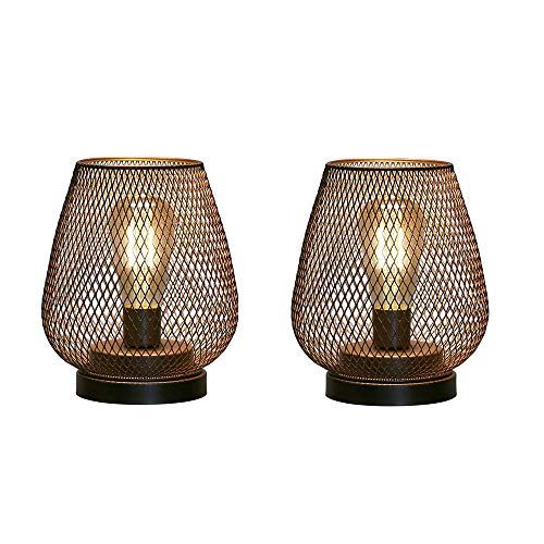 JHY DESIGN Set of 2 Metal Cage LED Lantern Battery Powered Cordless Accent Light with LED Great for  | Amazon (US)