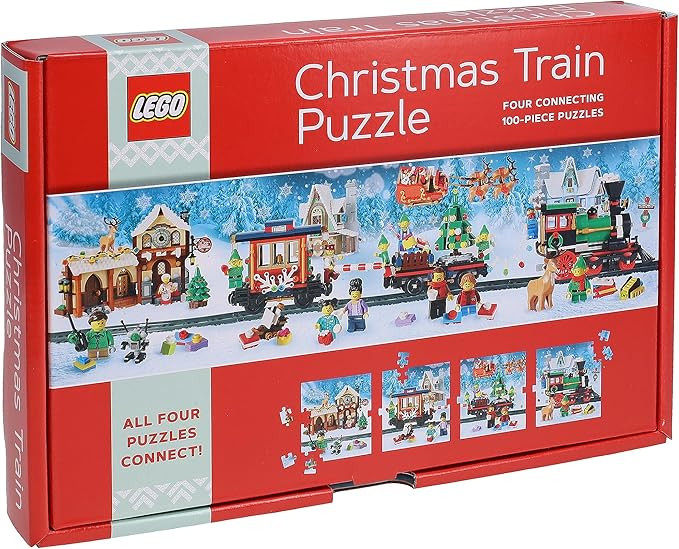 Lego Christmas Train Puzzle | Four Connecting 100-Piece Jigsaw Puzzles | Amazon (US)