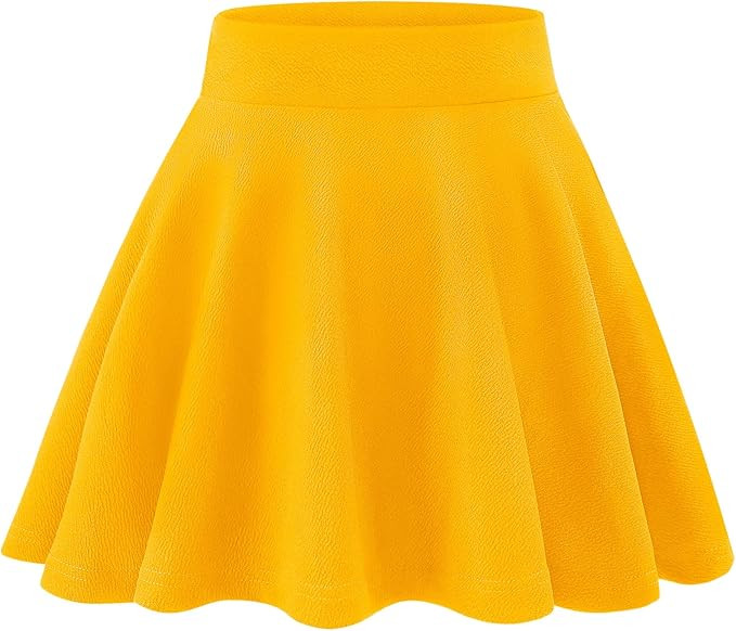 KEREDA Girls Casual Mini High Waist Stretchy Flared Pleated Skater Uniform Skirts | Amazon (US)