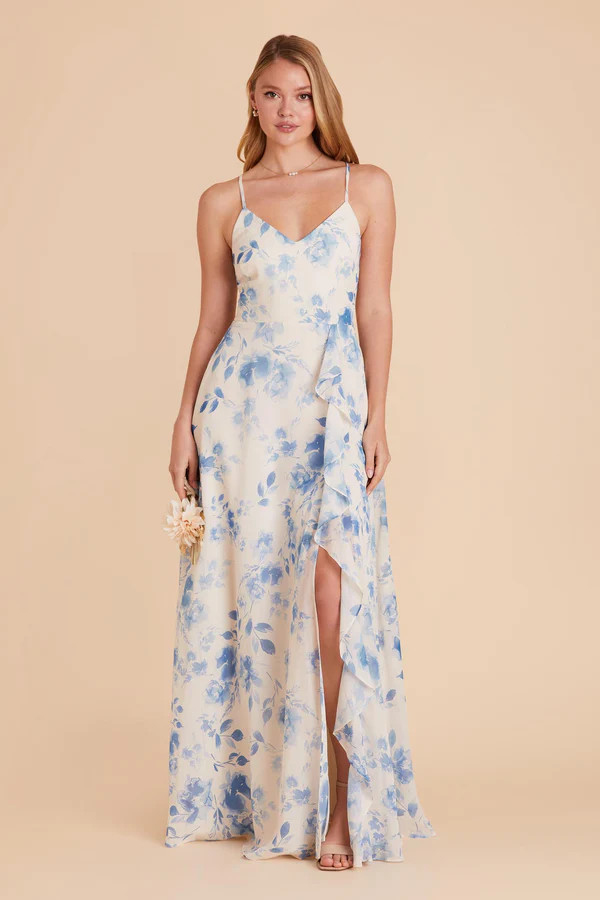 Theresa Chiffon Dress - Blue Rococo Floral | Birdy Grey
