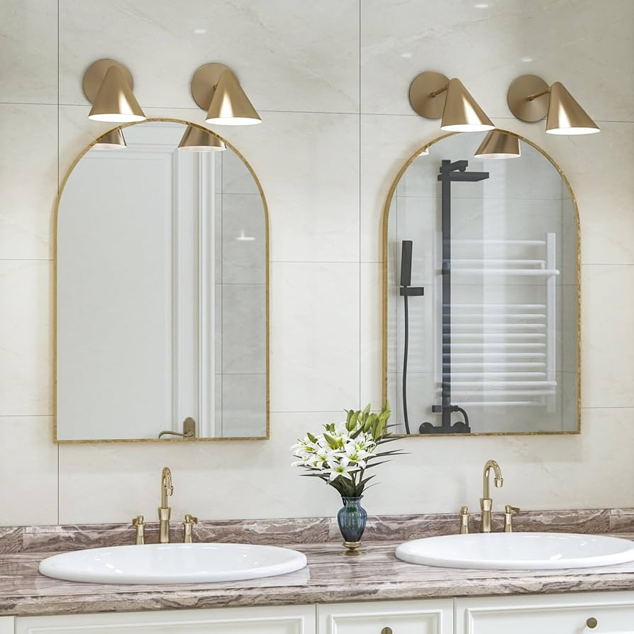 2-Pack 30x20 Inch Arched Wall Mirror, Bathroom Vanity Mirror, Wall Aluminum Frame Arched Mirror, ... | Amazon (US)
