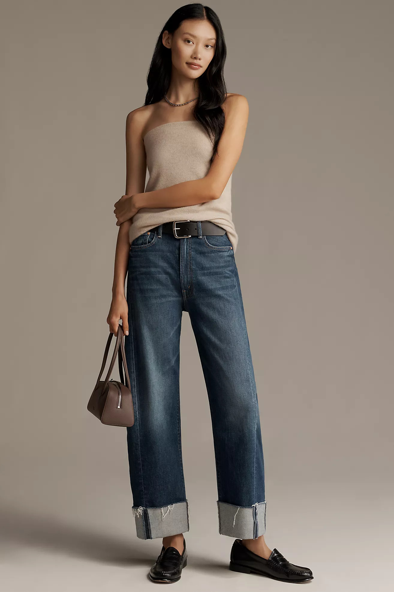 MOTHER The Half Pipe Half Pipe Ankle Cuffed Fray Jeans | Anthropologie (US)