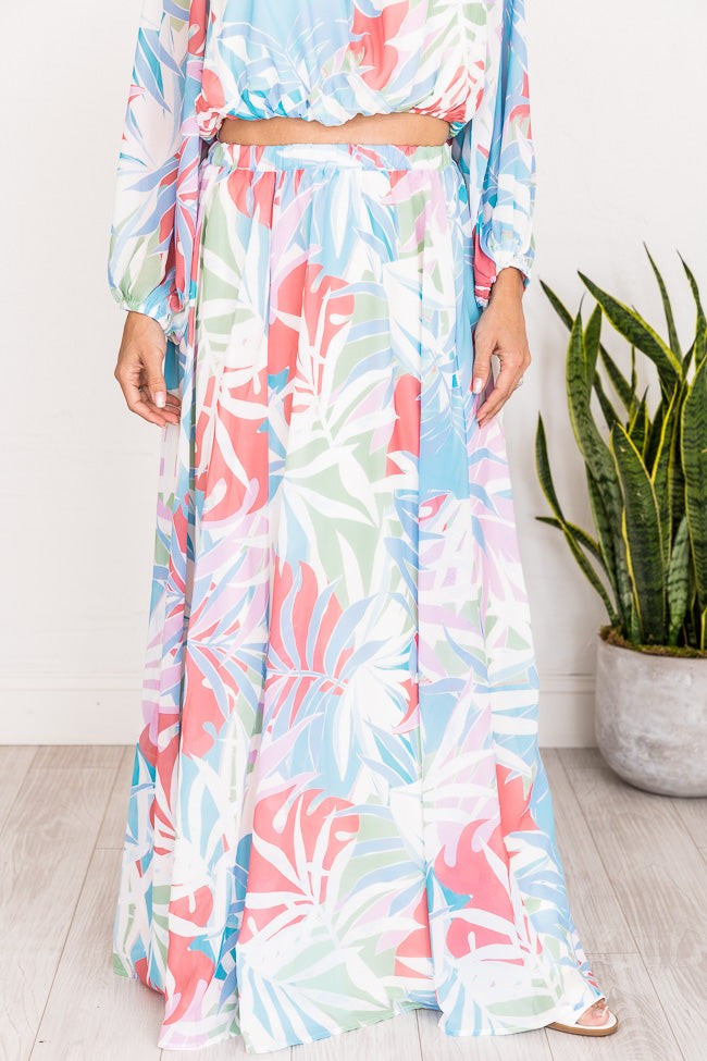Simple Sign Blue Tropical Maxi Skirt | Pink Lily
