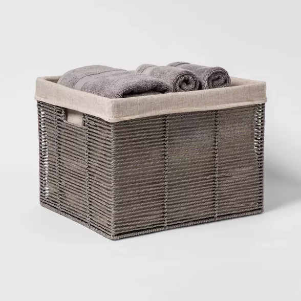 14.75 x13 x11" Large Lined Milk Crate Dark Brown Weave - Threshold™ | Target