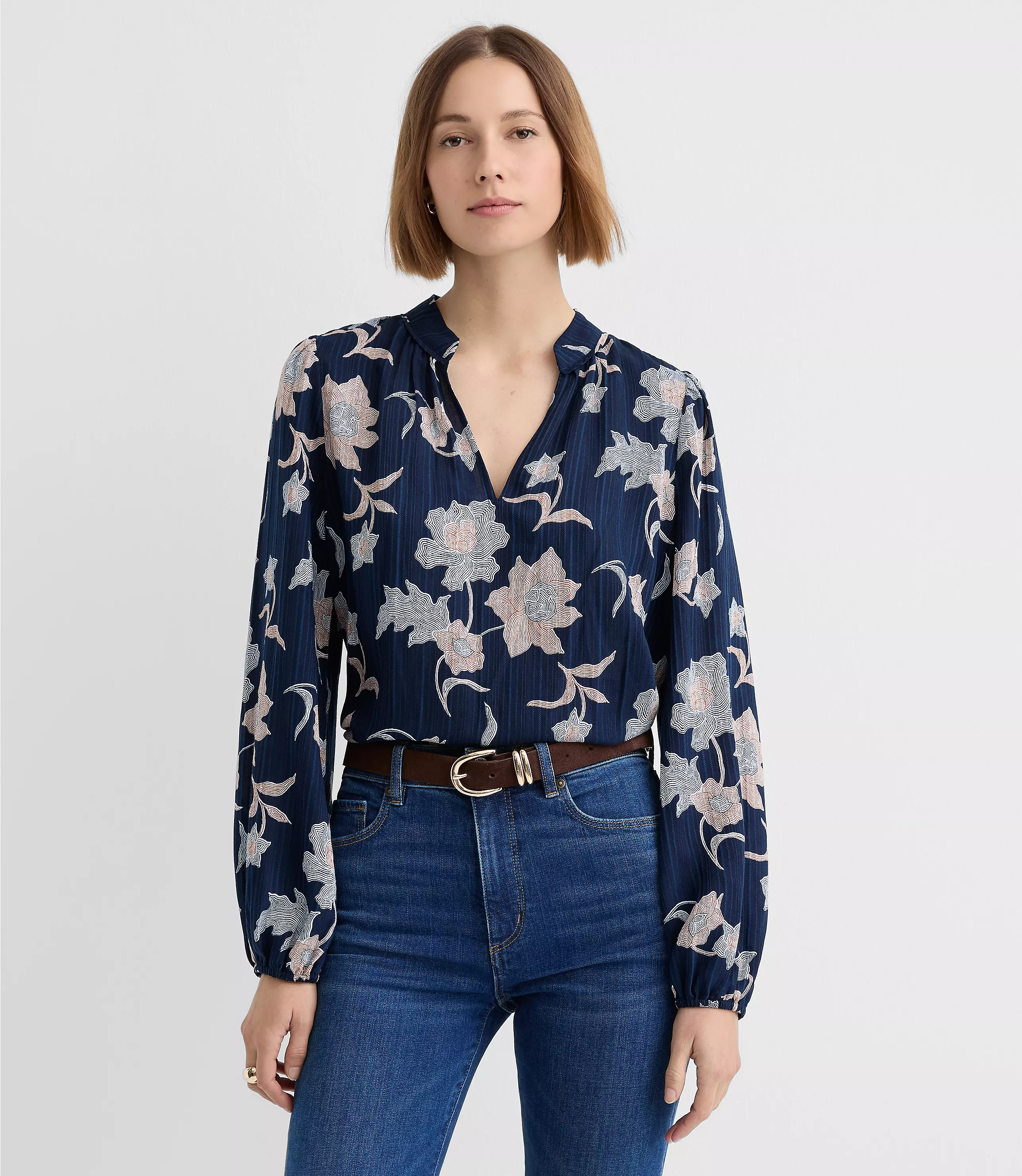 Floral Modern V-Neck Blouse | LOFT