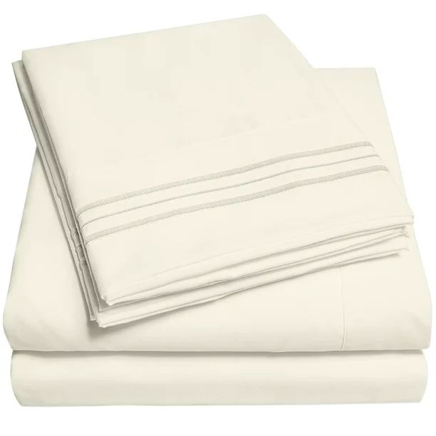 1800 Thread Count 4 Piece Deep Pocket Bedroom Bed Sheet Set Full - Ivory | Walmart (US)
