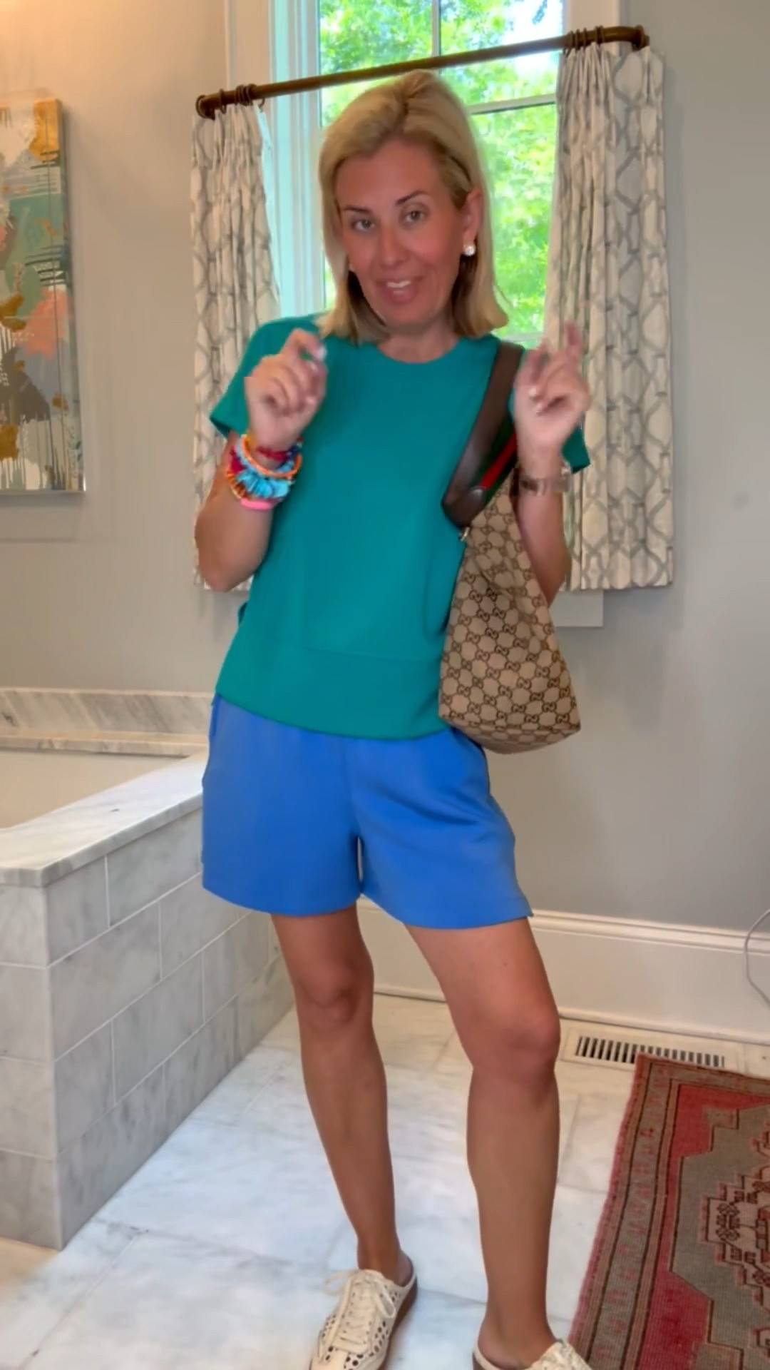 Spanx color blocking outfit for the win! This look is so cute for athleisure and lounging but can also be styled for a day out on the town! I have the top and shorts in other colors too! 

My Spanx sizing: 
Tees - xs
Shorts 5" - small
Long Sleeve Tee - xs
Rib Maxi Dress - small
Tie-Waist Jumpsuit - small petite
Tie-Waist Midi Dress - small
*Use MIXANDMATCH for 15% off my hat
*Use Catherine20 for 20% off my bracelets
*Use Catherinexspanx for 15% off + free shipping on 1st order

#LTKdayinmylife #LTKstorytime #LTKOver40