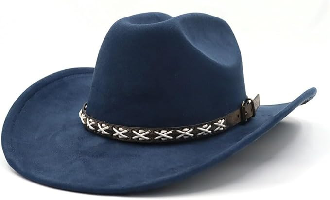 Western Suede Cowboy Hat for Women Men Wide Brim Classic Cowboy Cowgirl Hat with Buckle Belt Felt... | Amazon (US)