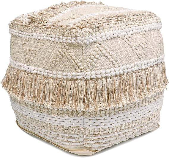 Pasargad Home Grandcanyon Cotton Pattern Braided Pouf, 100% Cotton Pouf, Hand Woven- Polly Beads ... | Amazon (US)