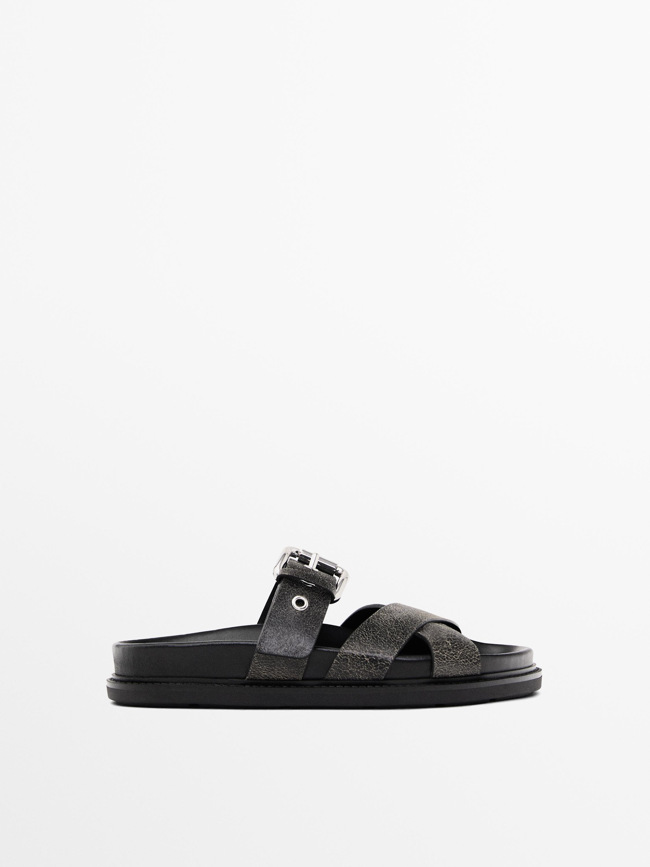 Crackled leather criss-cross sandals
    
 $180.00  Add to basket  SELECT SIZE | Massimo Dutti US